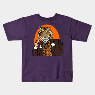 Animals Portrait Tiger In Suit Drinking Wine Kids T-Shirt